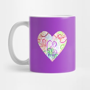 Pink and Purple Curved Hearts on Cream Mug